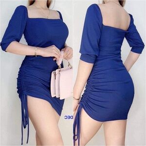 NEW!RUCHED DRAWSTRING BODYCON DRESS